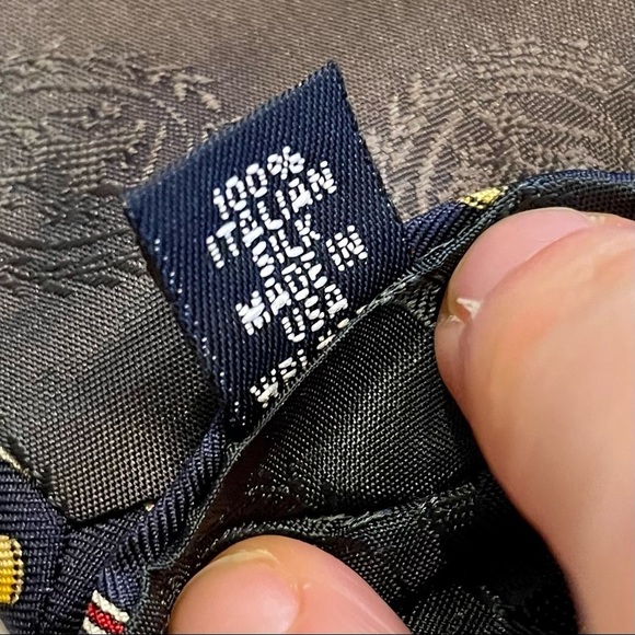 Vintage Tommy Hilfiger Golf Silk Neck Tie Navy Blue Bag Clubs - Picture 7 of 7